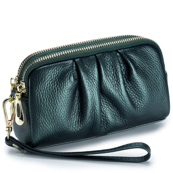 Green compact leather bag